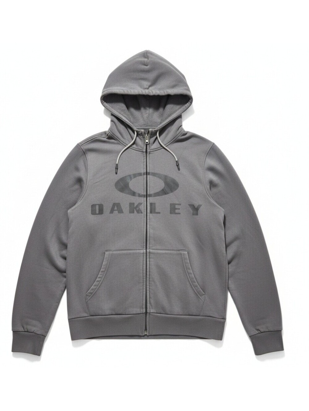 Oakley Performance Fit Full Zip Hoodie Men's XXL Gray Fleece Sweatshirt JPN 3XL